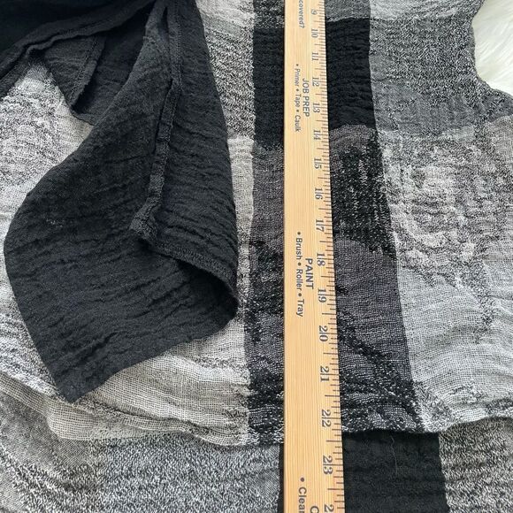 igor dobranic plaid Black/white oversized linen blouse Tunic size S 340 - Picture 7 of 7